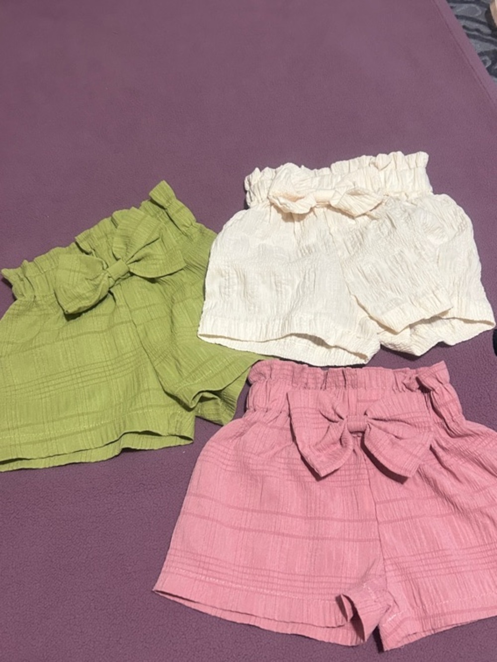 Girls' Bow-Front Shorts - Pink, Green, Cream